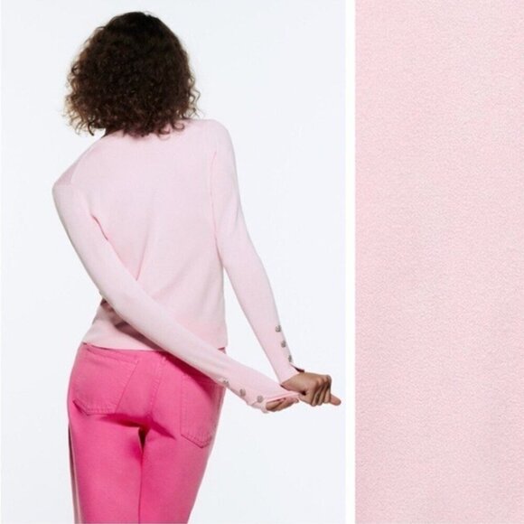 ZARA Soft Pink Button-Up Cardigan Size SMALL NWT - Picture 2 of 9